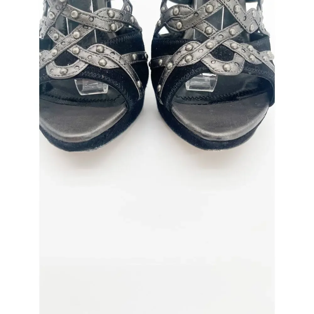 Dior Fall 2009 Runway Galliano Gunmetal Black Studded Caged Sandals EU 36.5